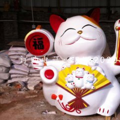 玻璃鋼招財貓,卡通動物雕塑,商場景觀雕塑