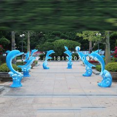 玻璃鋼海豚雕塑，動物擺件